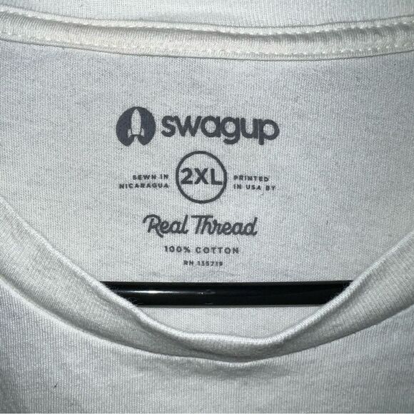 Swagup Womens Real Thread Crew Neck Short Sleeve Regular Fit T-Shirt Cream 2XL - Picture 6 of 9